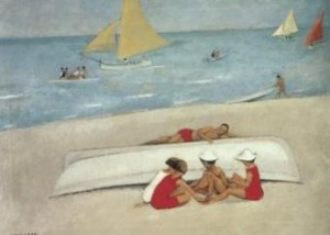 M. Levy Spiaggia con bagnanti